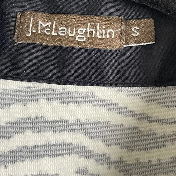 J.McLaughlin Women's S Black Ivory Collared Long Sleeve Stretch Knit Top - Picture 4 of 6